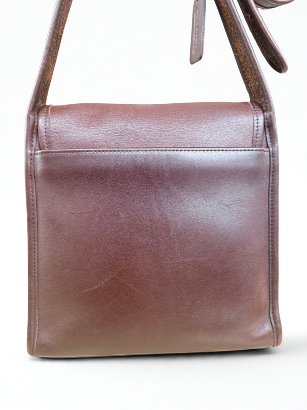 VINTAGE COACH Shelburne Flap 9038 Mahogany Leather Crossbody + Dust Bag - MINT - Picture 3 of 10